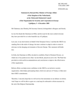Statment by the Minister of Foreign Affairs of the Kingdom of the Netherlands