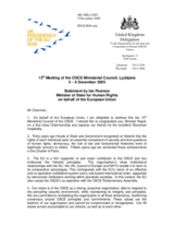 Statement by the Minister of State for Human Rights of the United Kingdom on behalf of the European Union