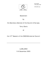 Statement by the Secretary General of the Council of Europe