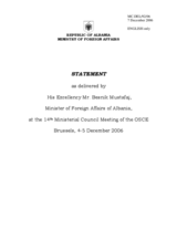 Statement as delivered by H.E. Besnik Mustafaj, Minister of Foreign Affairs of Albania