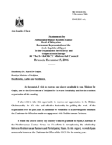 Statement by Ambassador Ramzy Ezzeldin Ramzy, Head of Delegation, Permanent Representative of the Arab Republic of Egypt To the Organization for Security and  Cooperation in Europe