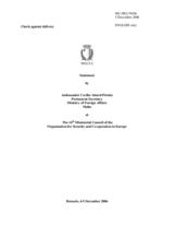 Statement by Ambassador Cecilia Attard-Pirotta, Permanent Secretary,  Ministry of Foreign Affairs Malta