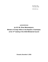 Address by H.E. Mr. Elmar Mammadyarov, Minister of Foreign Affairs of the Republic of Azerbaijan
