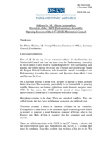 Address by Mr. Goran Lennmarker,  President of the OSCE Parliamentary Assembly