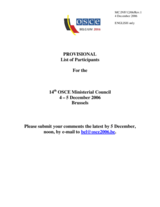 Provisional List of Participants