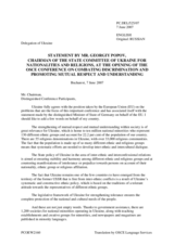 Statement by Mr. Georgiy Popov, Chairman of the State Committee of Ukraine for Nationalities and Religions