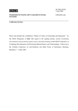 Contribution by the OSCE Delegation of Italy: Charter of Values of Citizenship and Integration