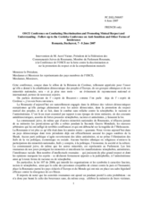 Intervention de M. Aurel Vainer, President de la Federation des Communautes Juives de Roumanie, Membre du Parlement Roumain