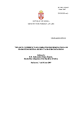 Address by H.E. Ambassador Dejan Sahovic, Head of the delegation of the Republic of Serbia