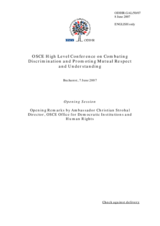 Opening remarks by Ambassador Christian Strohal Director, OSCE Office for Democratic Institutions and Human Rights