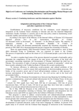 Adaptation and integration of the Crimean Tatars and other repatriates in Ukraine