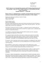 Statement by Estella Muyinda, National Anti-Racism Council of Canada