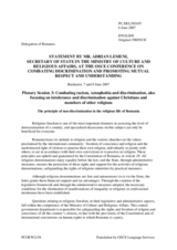 Intervention de M. Adrian Lemeni, Secretaire d'Etat, Ministere dela Culture et des Cultes