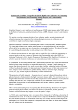 Statement by Erika Harriford-McLaren, Project Coordinator - Coalition Europe