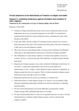 Statement by the Ambassador at Large for Human Rights, Piet de Klerk