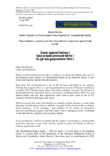 Speach by Beate Winkler Interim Director of the European Union Agency for Fundamental Rights