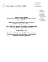 Statement by Paul LeGendre, Human Rights First