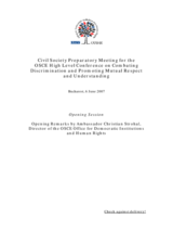 Opening Remarks by Amb. Christian Strohal, Director, ODIHR