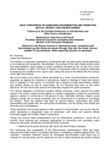 Statement by Czaba Ferenc Asztalos President, National Council for Combating Discrimination Member of the Romanian Delegation