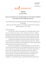 Statement by Lesley Weiss Director of Community Services and Cultural Affairs for NCSJ