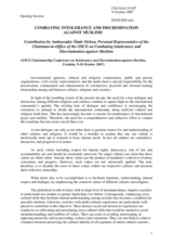 Statement by Amb. Orhun, Personal Representative of the CiO of the OSCE on Combating Intolerance and Discrimination against Mulims