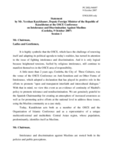 Statement by Mr. Kazykhanov, Deputy Minister of Foreign Affairs of Kazakhstan