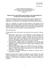 Statement by Mr. Winkler, State Secretary, Federal Ministry for European and International Affairs, Austria
