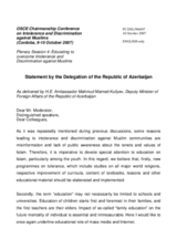 Statement by Amb. Mamed-Kuliyev, Deputy Minister of Foreign Affairs of Azerbaijan