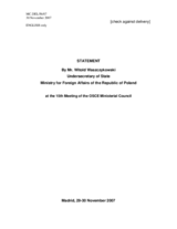 Statement by Mr. Waszczykowski, Undersecretary of State, Poland