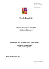 Statement of Mr. Schwarzenberg, Minister of Foreign Affairs of the Czech Republic