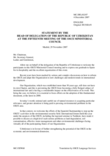 Statement by Mr. Nematov, First Deputy Minister of Foreign Affairs, Uzbekistan