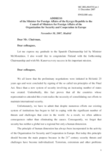 Statement by Mr. Karabaev, Minister of Foreign Affairs of Kyrgyzstan