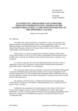 Statement by Amb. Feroukhi, Permanent Representative of Algeria to the OSCE