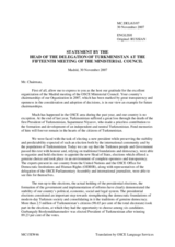Statement by Amb. Aydogdyev, Permanent Representative of Turkmenistan to the OSCE