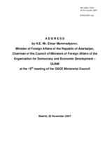 Statement by Mr. Mammadyarov, Minister of Foreign Affairs of the Republic of Azerbaijan