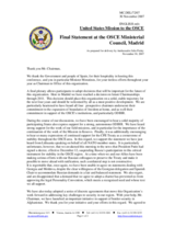 Statement by Amb. Finley at the Closing Session, U.S. Mission to the OSCE