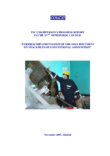 FSC Chairperson's Progress Report, Further Implementation of the OSCE Document on Stockpiles of Conventional Ammunition
