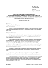 Statement by H.E. Mr. Rashid MEREDOV, Minister of Foreign Affairs, Turkmenistan