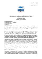 Closing Statement by H.E. Mr. Vanhanen, Prime Minister of Finland