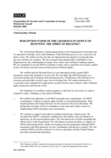 Perception Paper of the Chairman-in-Office on Renewing the Spirit of Helsinki