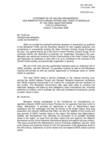 Statement by Dr. Baldan Enkhmandakh, Vice Minister for Foreign Affairs and Trade of Mongolia