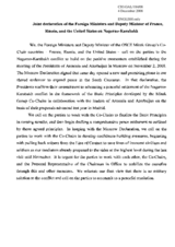 Joint declaration of the Foreign Ministers and Deputy Minister of France, Russia and the United States on Nagorno-Karabakh