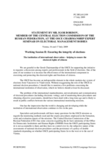 Presentation by Mr. Igor Borisov, Central Election Commission of the Russian Federation