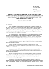 Written Contribution by the Collective Security Treaty Organization