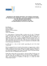 Opening Statement by H.E. George PAPANDREOU, Prime Minister and Minister of  Foreign Affairs, Chairman in Office of the OSCE, Greece