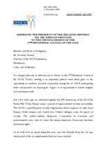 Opening Statement by H.E. Mr. Karolos PAPOULIAS, President of the Hellenic Republic, Greece