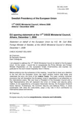 Statement by H.E. Mr. Carl BILDT, Minister of Foreign Affairs, Sweden/EU