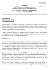 Statement by H.E. Mr. Hamrokhon ZARIFI, Minister of Foreign Affairs, Tajikistan