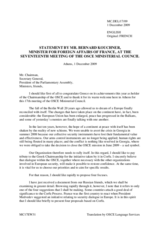 Statement by H.E. Mr. Bernard KOUCHNER, Minister of Foreign Affairs, France