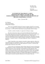 Statement by H.E. Mr. Sergey LAVROV, Minister of Foreign Affairs, Russian Federation